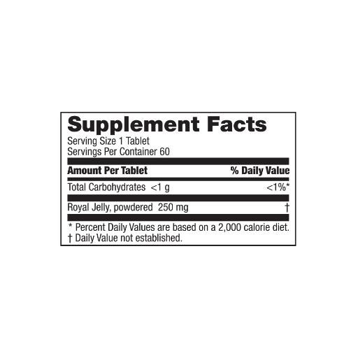 Royal jelly nutrition label